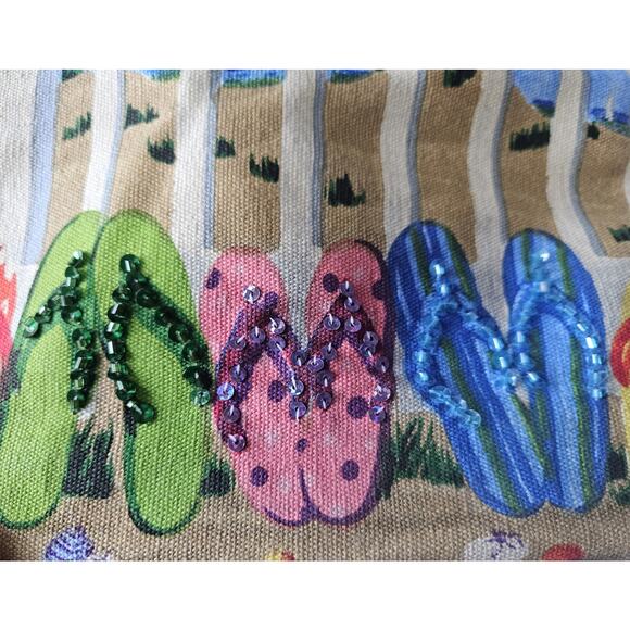 PAUL BRENT Sun and Sand Purse Small Tote Bag Beach Novelty Painted Canvas 8 x 8" - Picture 3 of 8